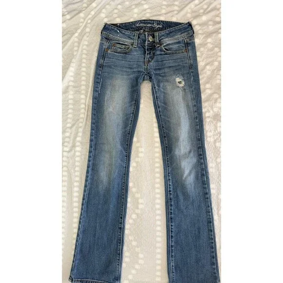 American Eagle Poplooks Stretch Lot Of 2 Woman's Jeans Slim Boot Cut Size 0-med - Picture 2 of 14